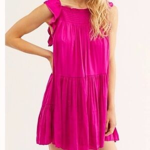 Free People Vibrant Pink Sleeveless Dress NWOT